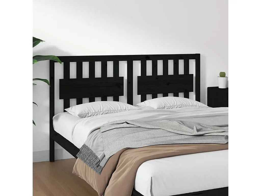 Massivholz Kopfteil in Schwarz 156x4x100 cm-decororise