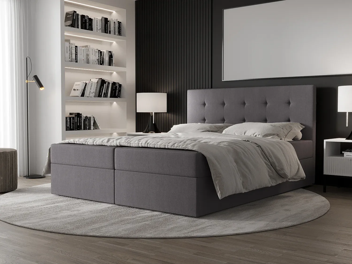 Boxspringbett 160x200 mit Stauraum in Grau Komfort-decororise