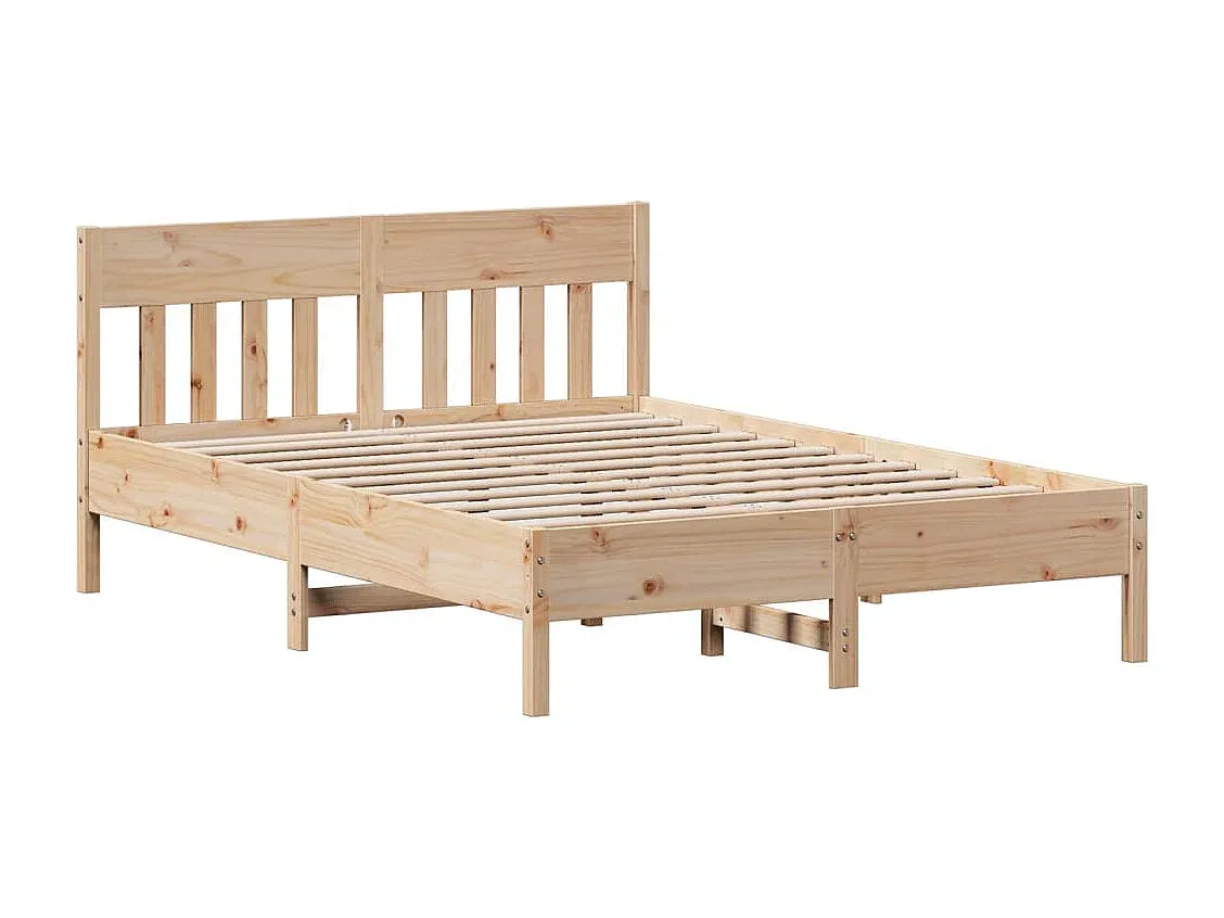 Naturholz Bettgestell mit Kopfteil 140x200 cm-decororise
