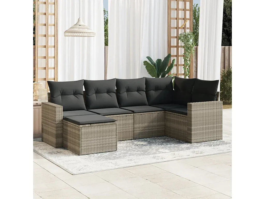 Moderne Outdoor-Sofagarnitur mit Kissen Hellgrau-decororise
