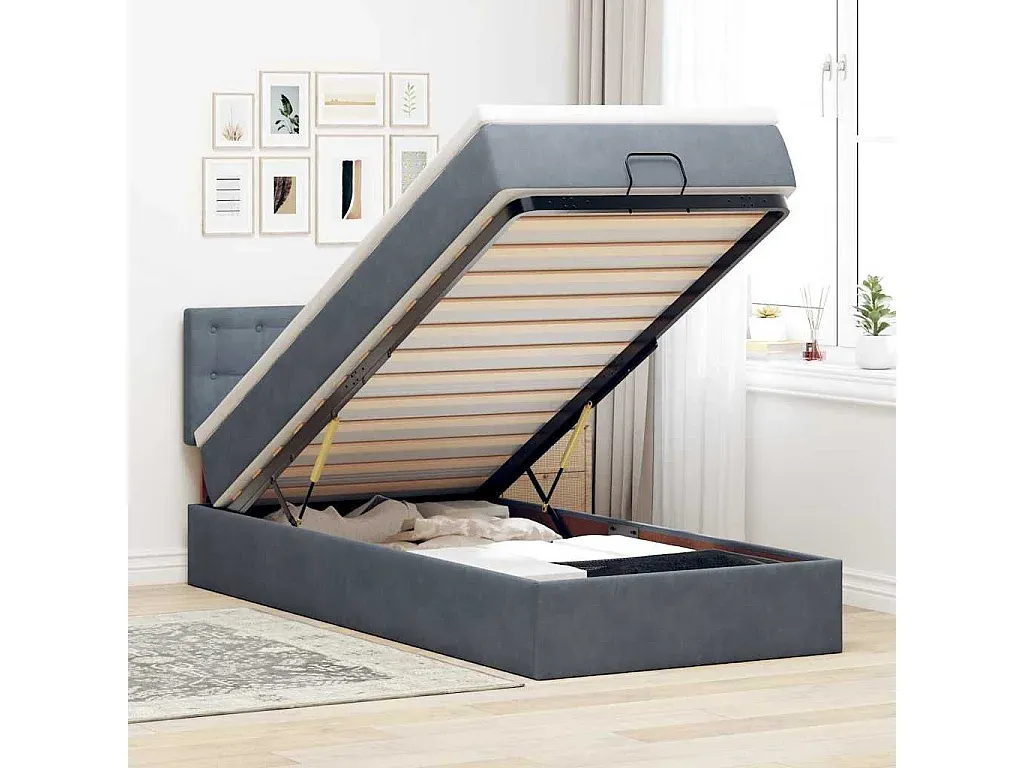 Samtbett mit LED-Beleuchtung Dunkelgrau 80x200 cm-decororise