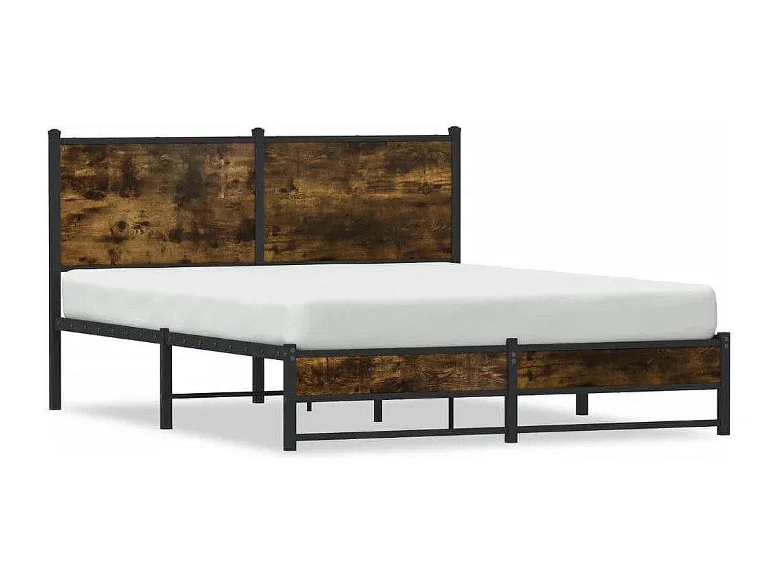 Elegantes Metallbett in Räuchereiche 137x190 cm-decororise