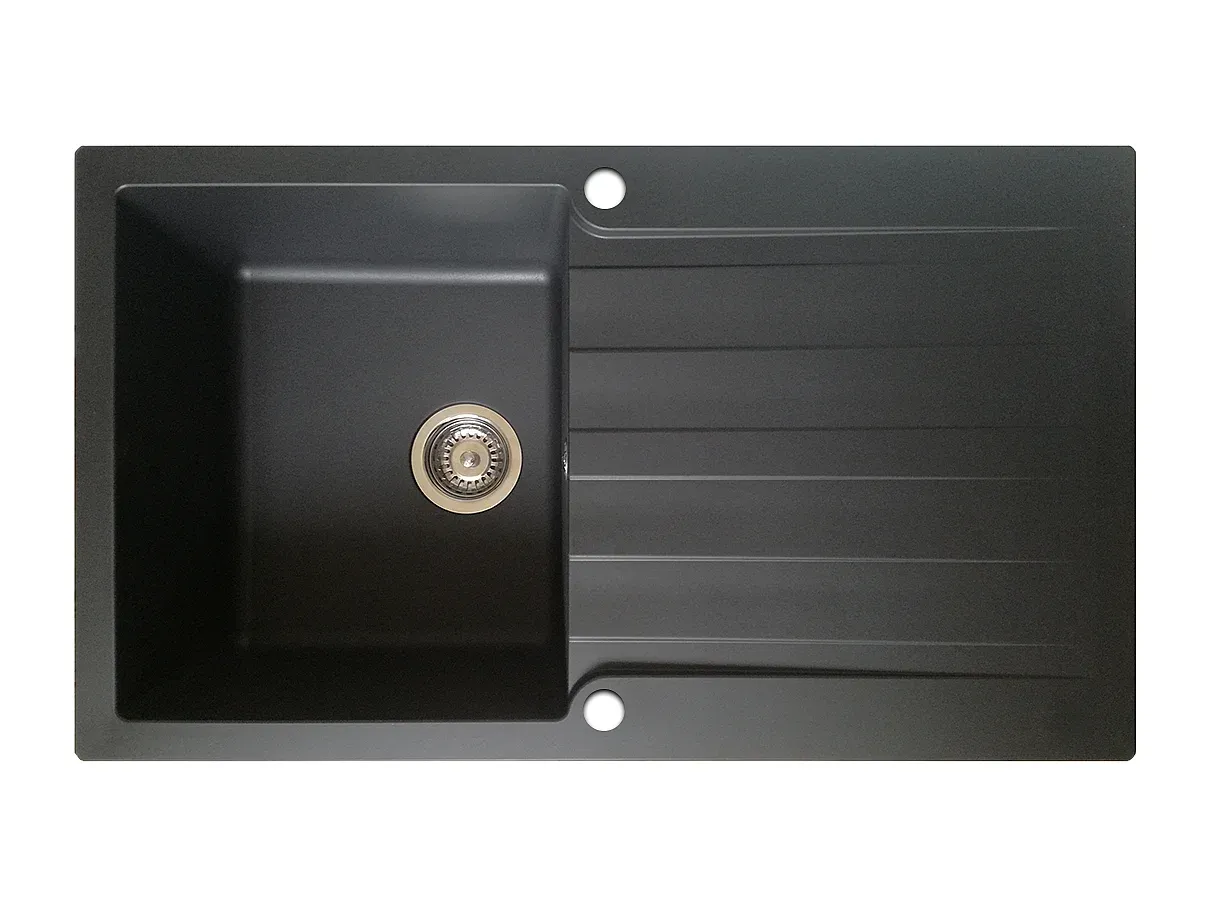 Küchenspüle mit Abtropffläche in Schwarz-decororise