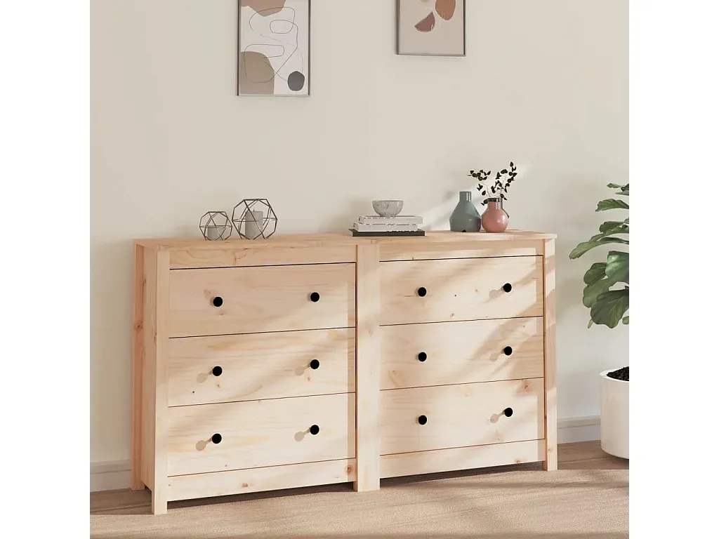 Massivholz Anrichte in Kiefernholz, 140x35x80 cm-decororise