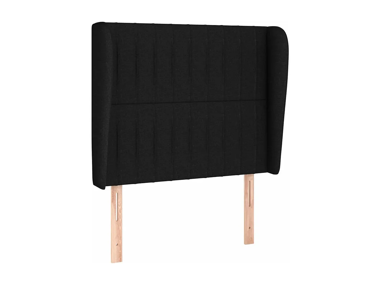 Polster-Kopfteil mit Ohren in Schwarz 93x23x118/128 cm-decororise
