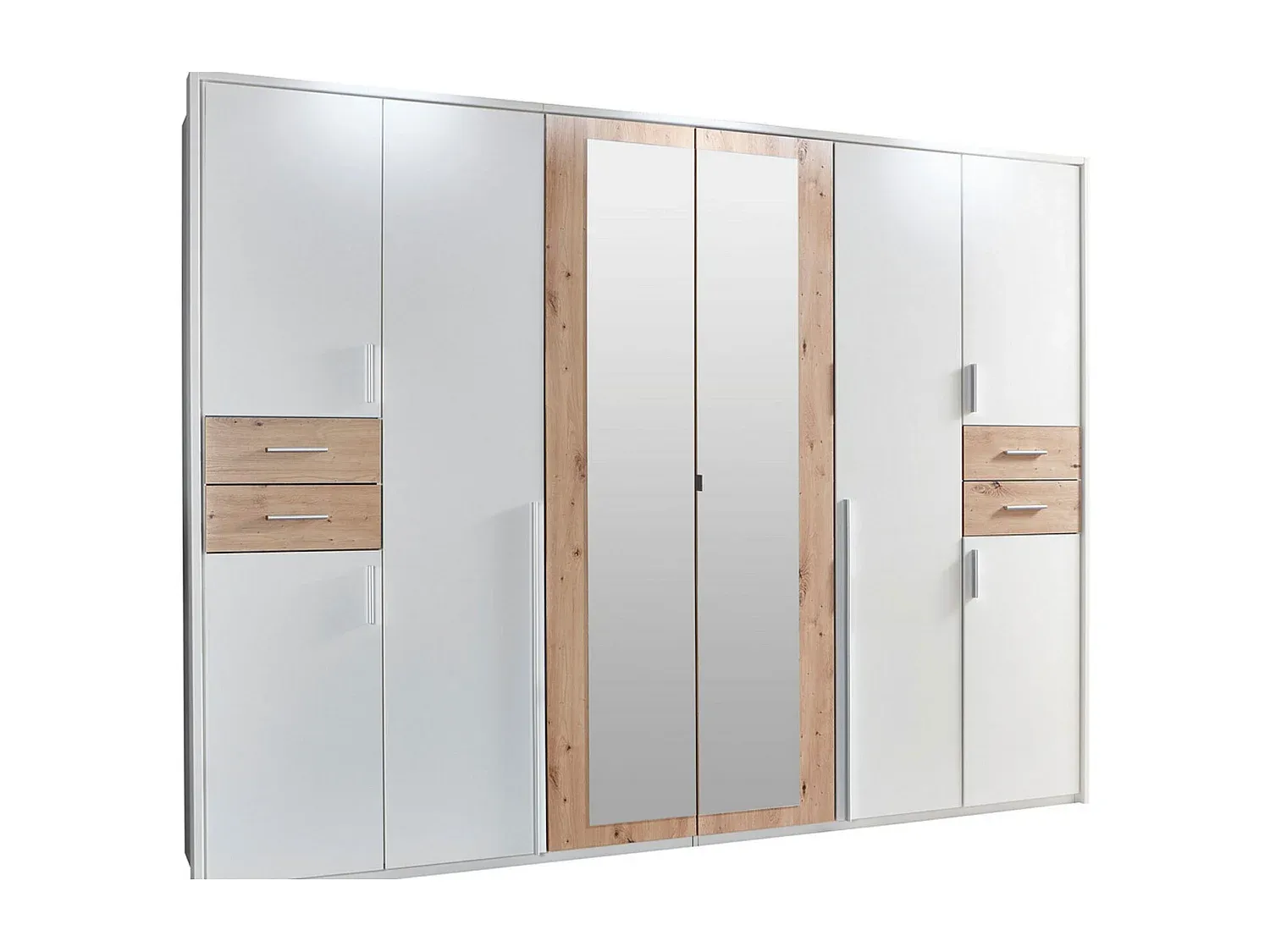 Großer Kleiderschrank in Weiß und Eiche-decororise