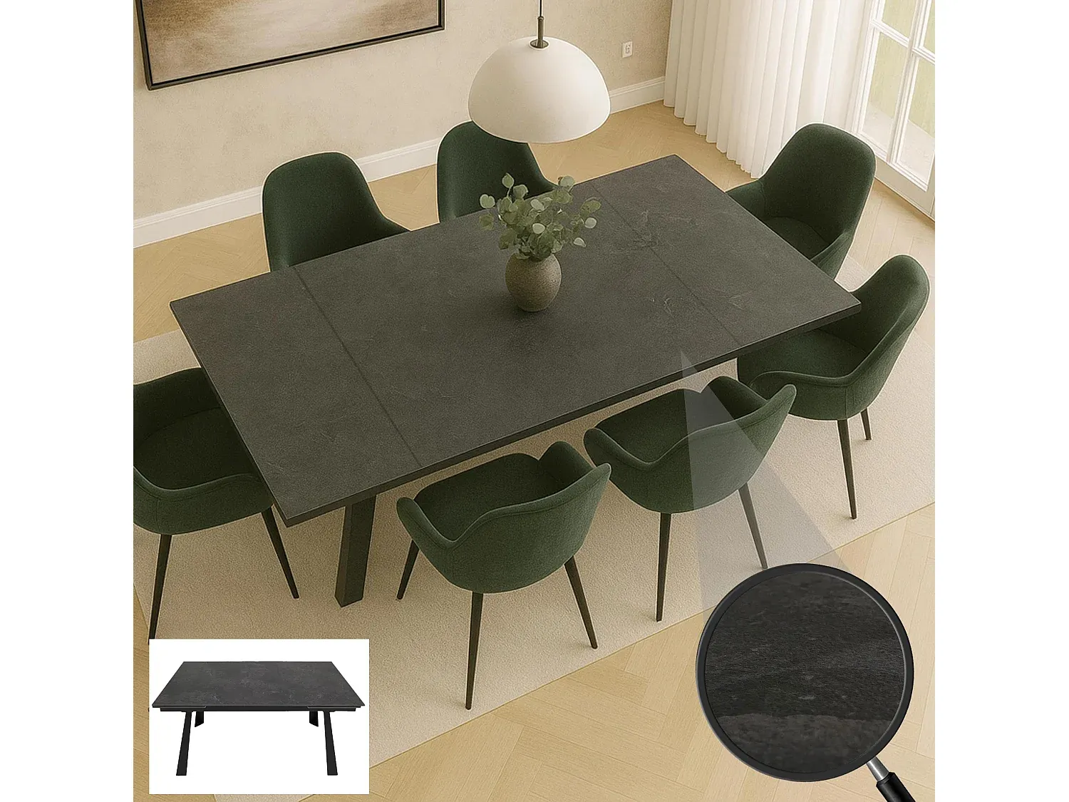 Moderner Esszimmertisch in Marmor-Optik, Grau-decororise