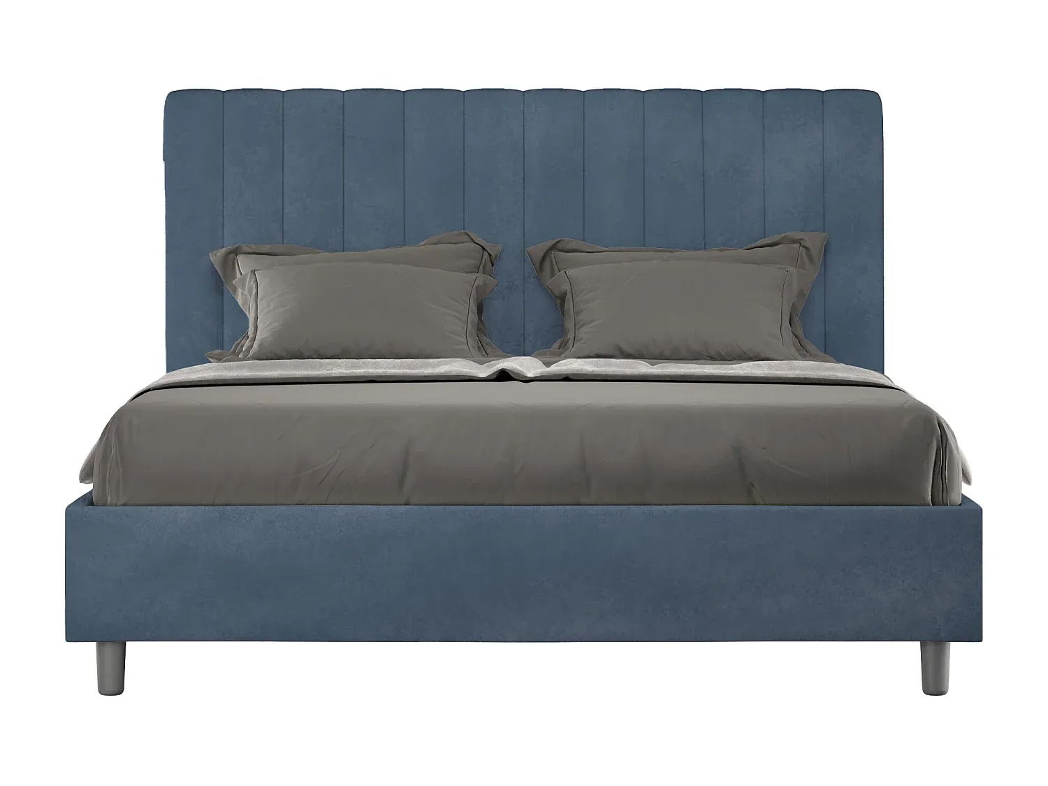 Komfortables Polsterbett 140x200 mit Mikrofaserbezug in Blau-decororise