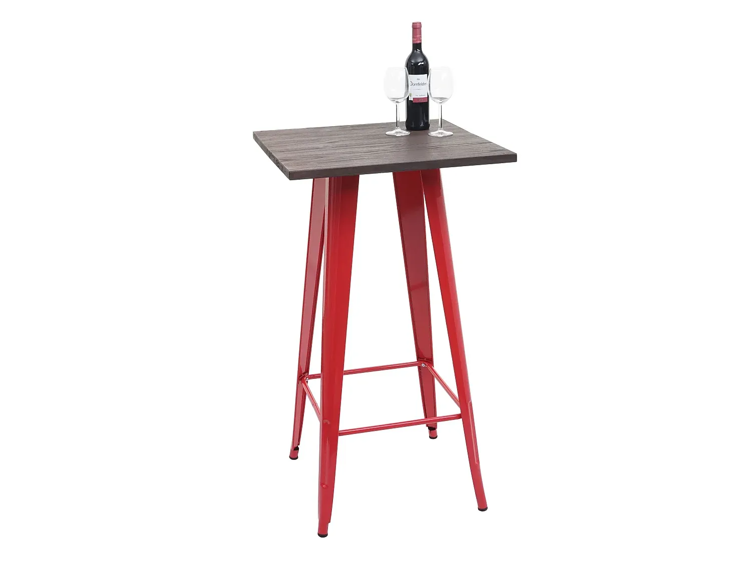 Runder Stehtisch mit Holzplatte, Rot-decororise