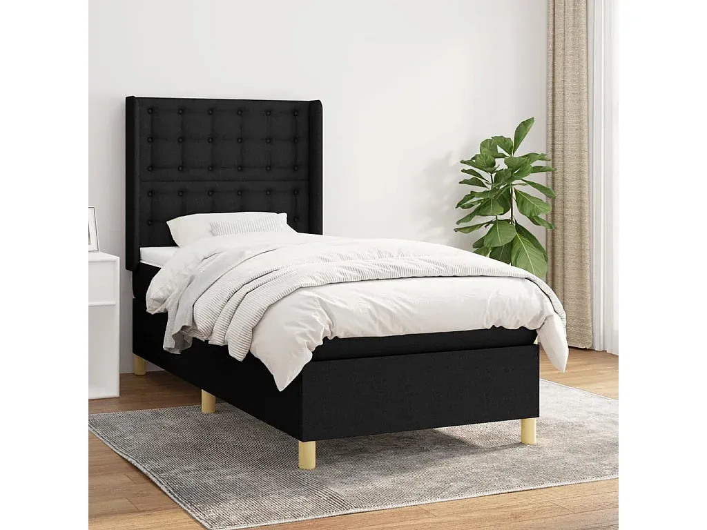 Schlafzimmerbett mit Matratze, schwarz, 80x200 cm-decororise