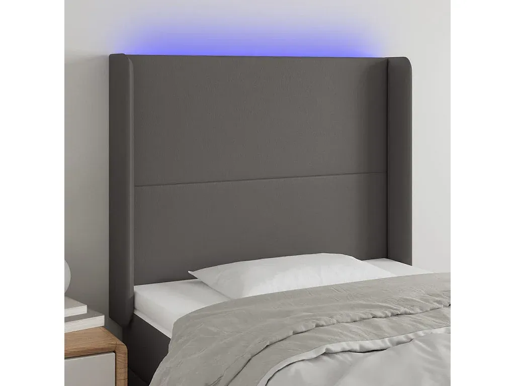 Verstellbares Bettkopfteil aus Kunstleder in Grau mit LED-decororise