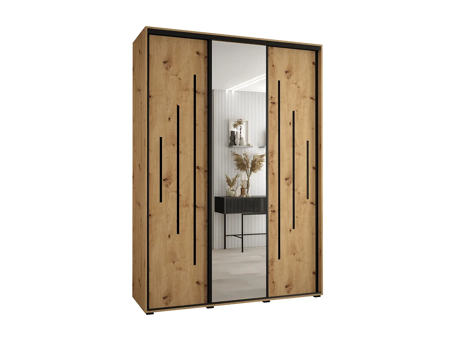 Großer Schwebetürenschrank mit 3 Türen, 235 cm-decororise