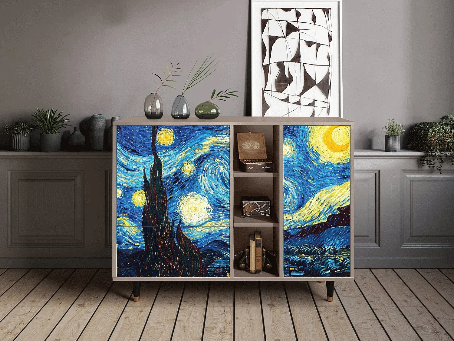 Moderne Sideboard mit großzügigem Stauraum, 125x98x48 cm-decororise
