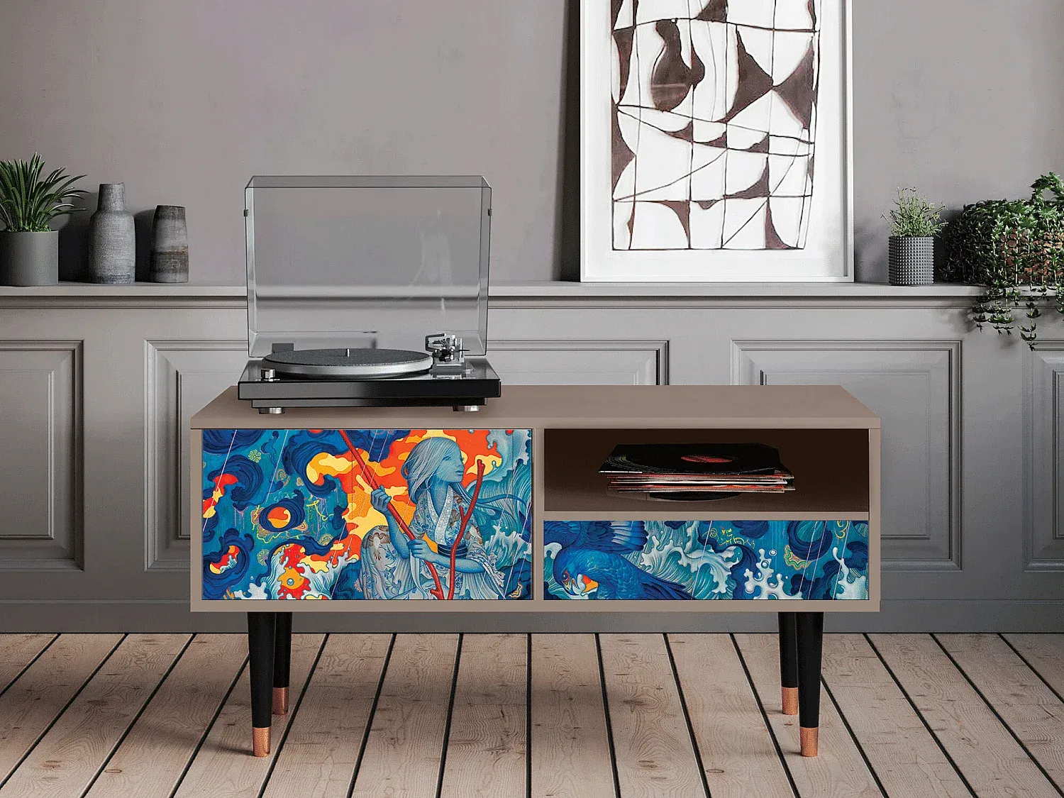 Fernsehschrank in Latte - Kompakte Abmessungen-decororise