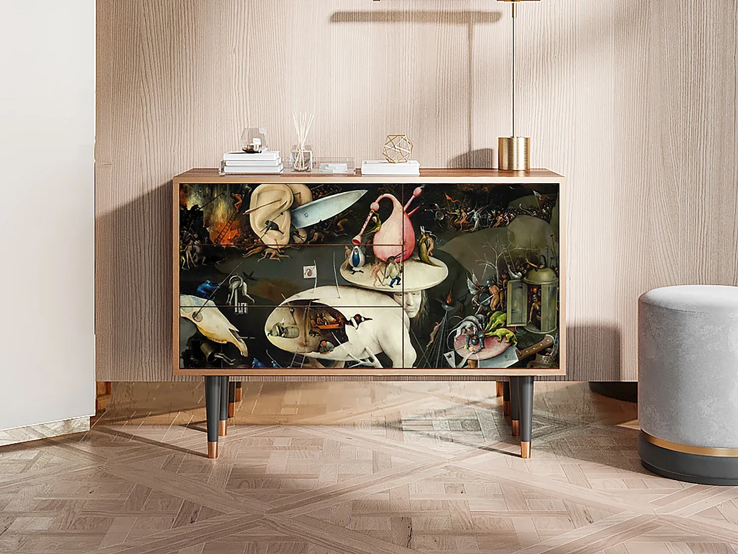 Moderner Sideboard aus Walnussholz, 115x84x41 cm-decororise