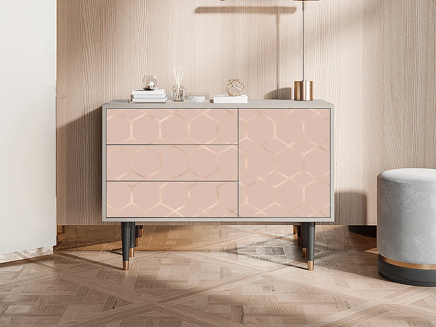 Moderner Sideboard mit Wabenmuster, 115x84x41 cm-decororise