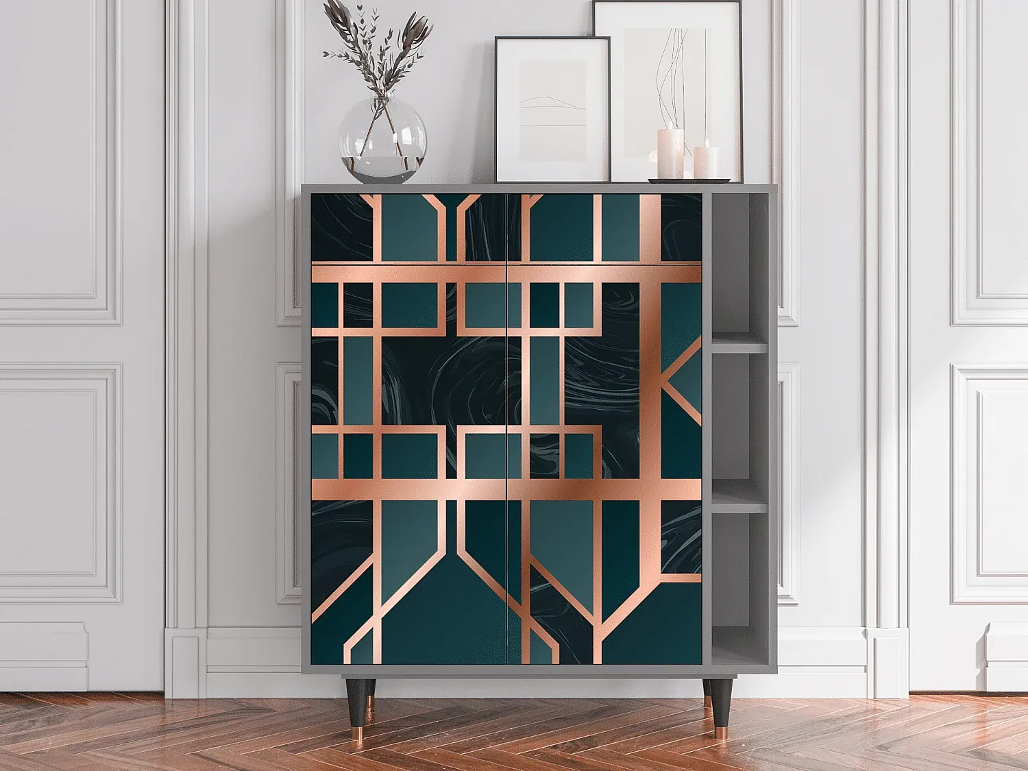Kompakte Anrichte mit Stauraum, Grau-decororise