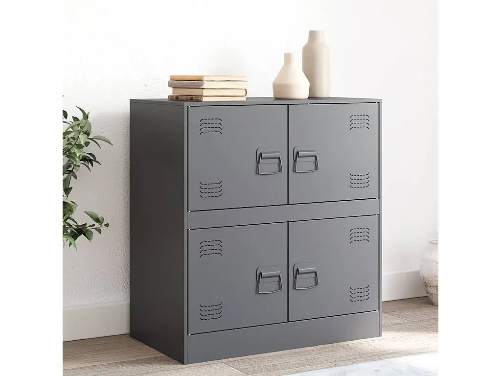 Moderner Stahl-Sideboard in Anthrazit mit Kompaktdesign-decororise