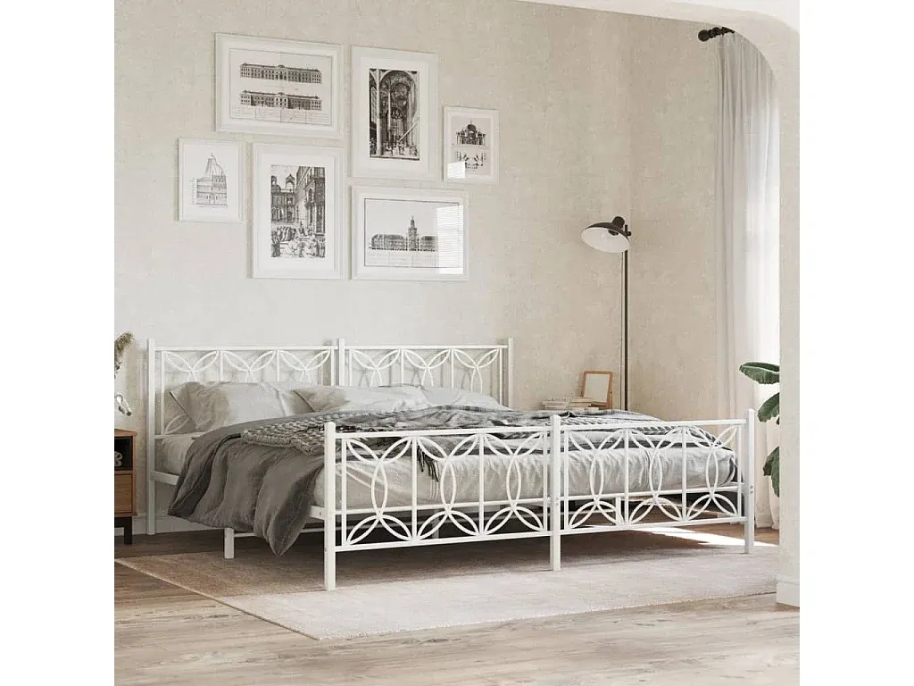 Metallbettgestell in Weiß 200x200 cm-decororise