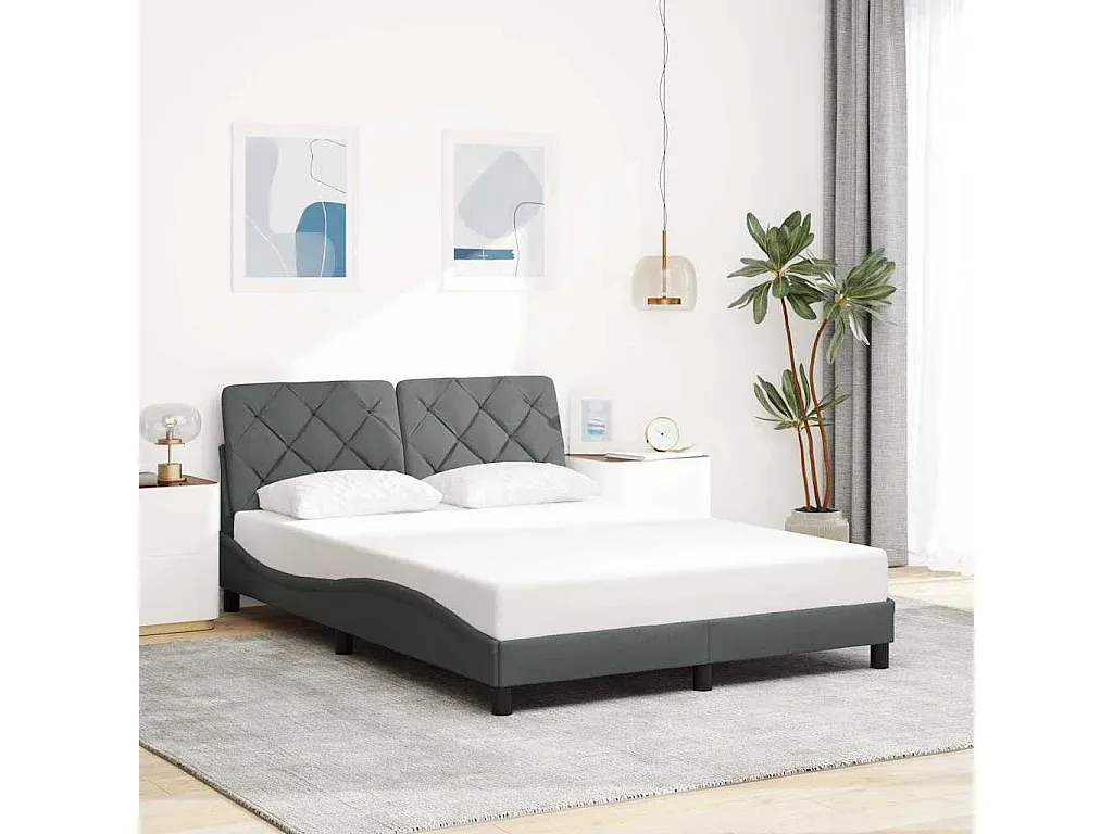 Stoffbettgestell Dunkelgrau 140x200 cm-decororise