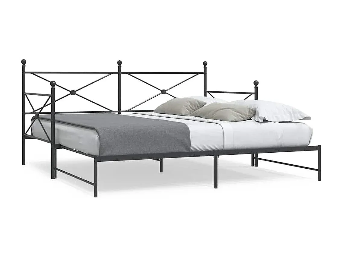 Ausziehbares Tagesbett aus Stahl in Schwarz 100x200 cm-decororise