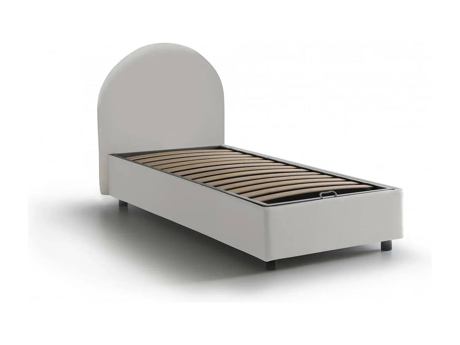 Kunstleder-Einzelbett mit Stauraum, seitlich öffnend, für 80x190 cm Matratze, Weiß-decororise