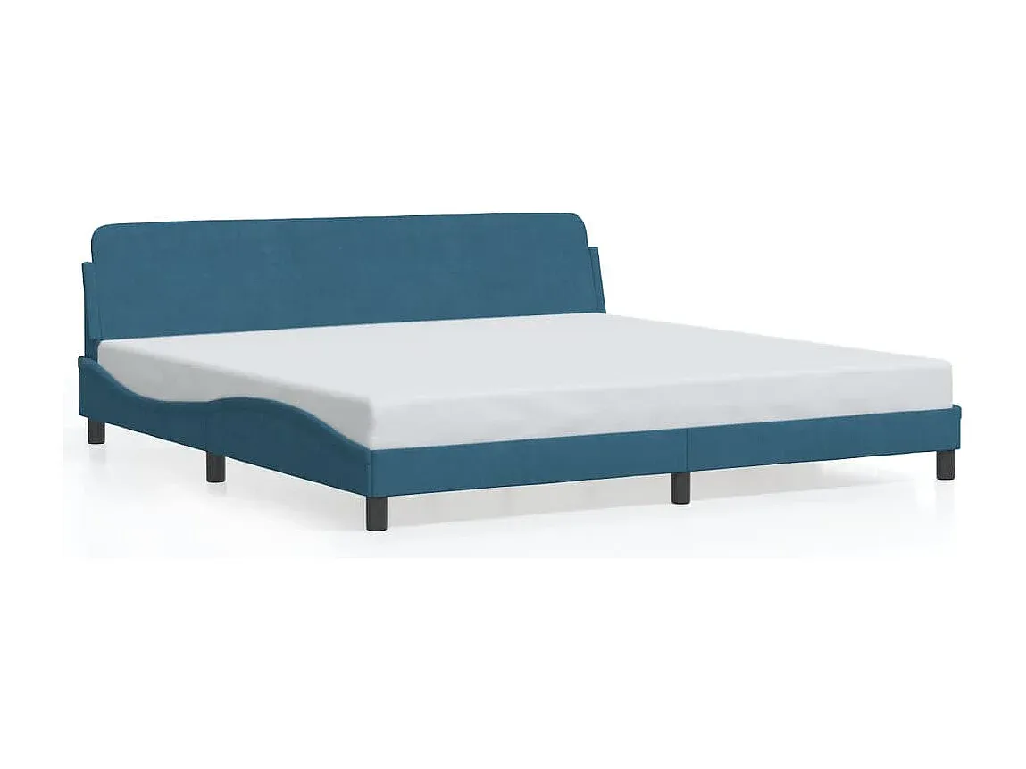 Elegantes Polsterbett in Blau 200x200 cm aus Samt-decororise