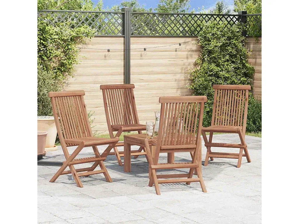 4er-Set Klappstühle für den Garten aus Teakholz-decororise