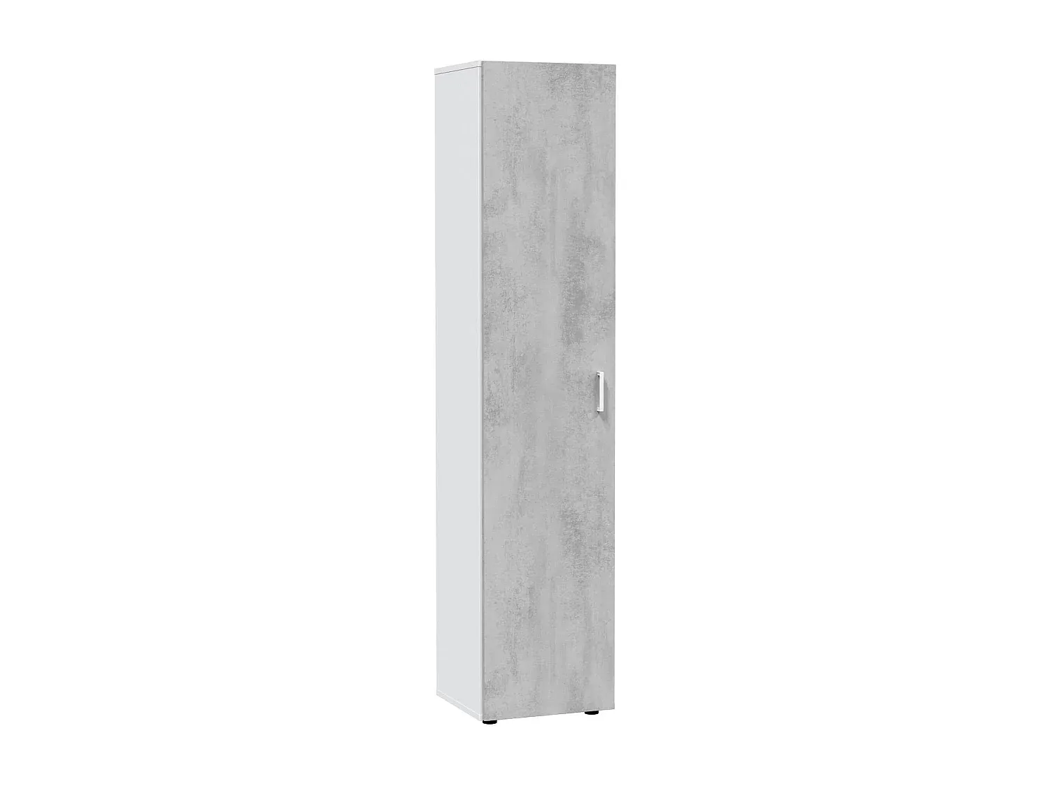 Vielseitiger Beistellschrank mit Tür und Einlegeböden, Modernes hohes Design, Zement und Weiß-decororise