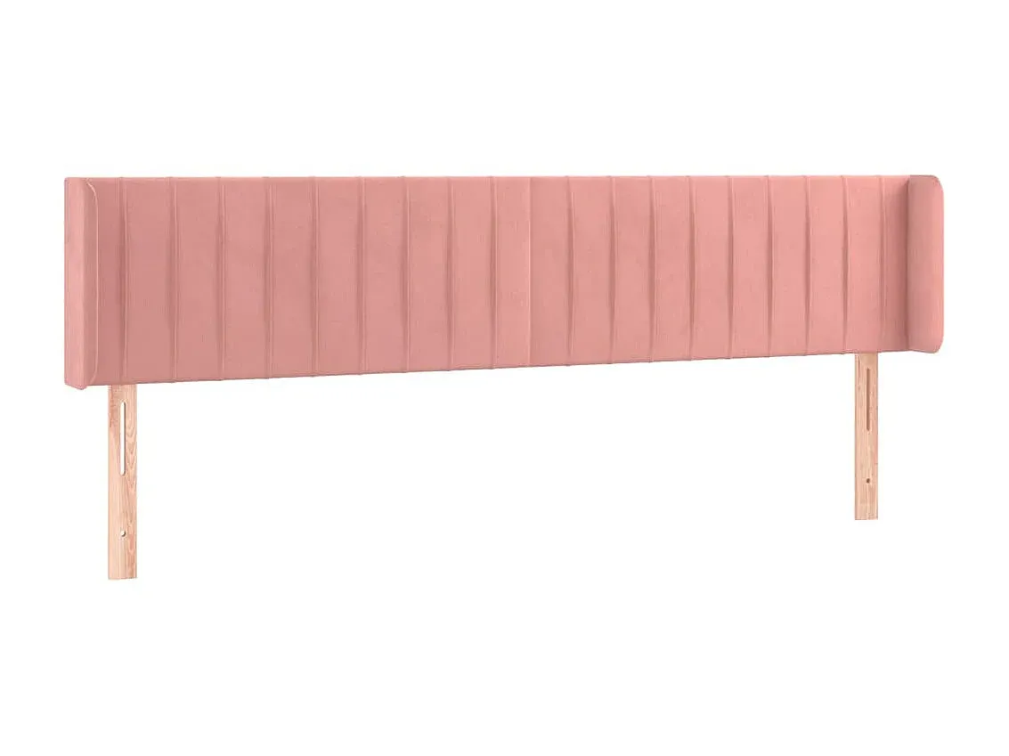 Rosa Samt Bettkopfteil mit Ohren, 183x16x78/88 cm-decororise