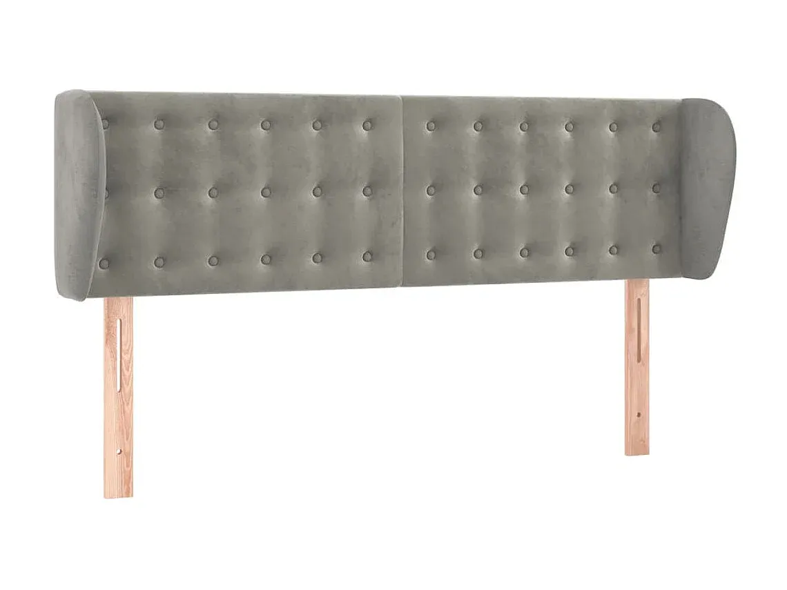 Stilvolles Kopfteil aus Samt, Hellgrau, 147x23x78/88 cm-decororise