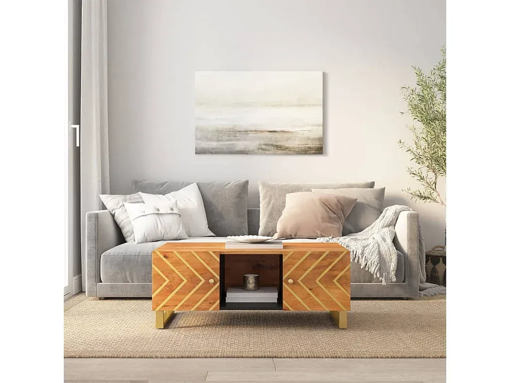 Moderner Couchtisch aus Mangoholz in Braun und Schwarz-decororise
