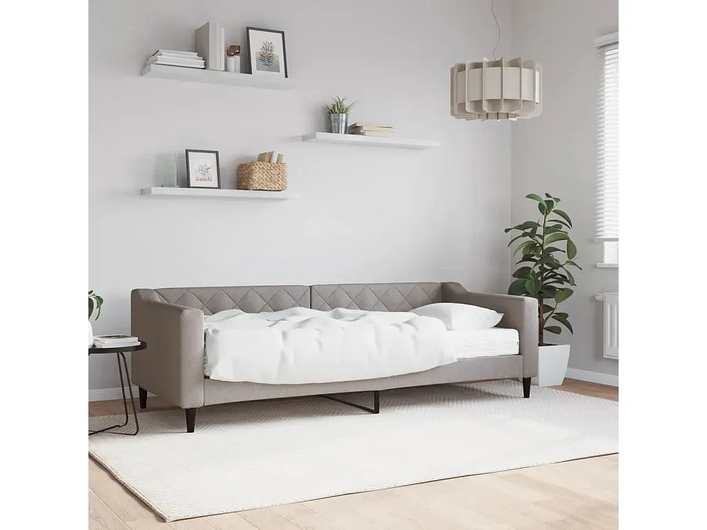 Bequemes Tagesbett mit Matratze 80x200 cm Stoff Taupe-decororise