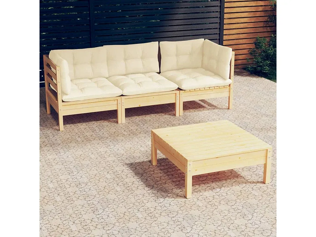 Elegante Garten-Sitzgruppe mit Tisch und Cremefarbenen Kissen-decororise