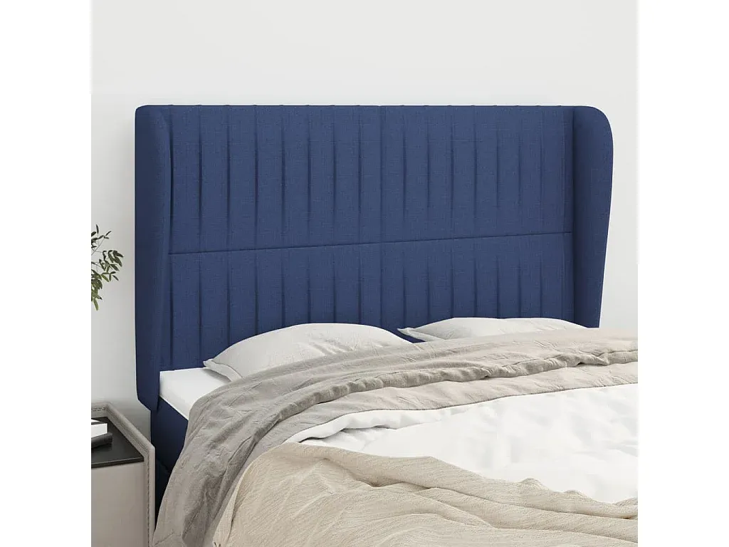 Blaues Bett-Kopfteil mit Ohren 147x23x118/128 cm-decororise