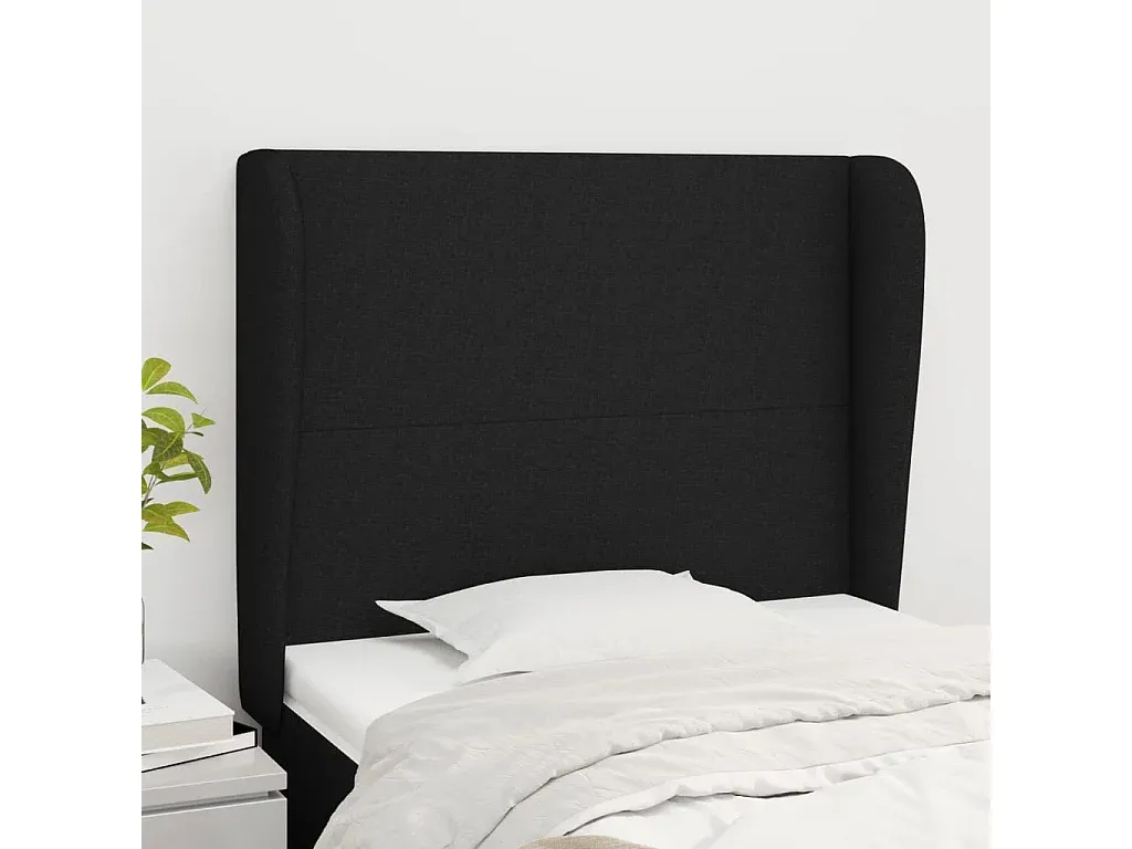 Schwarzes gepolstertes Kopfteil mit Seitenteilen 103x23x118/128 cm-decororise