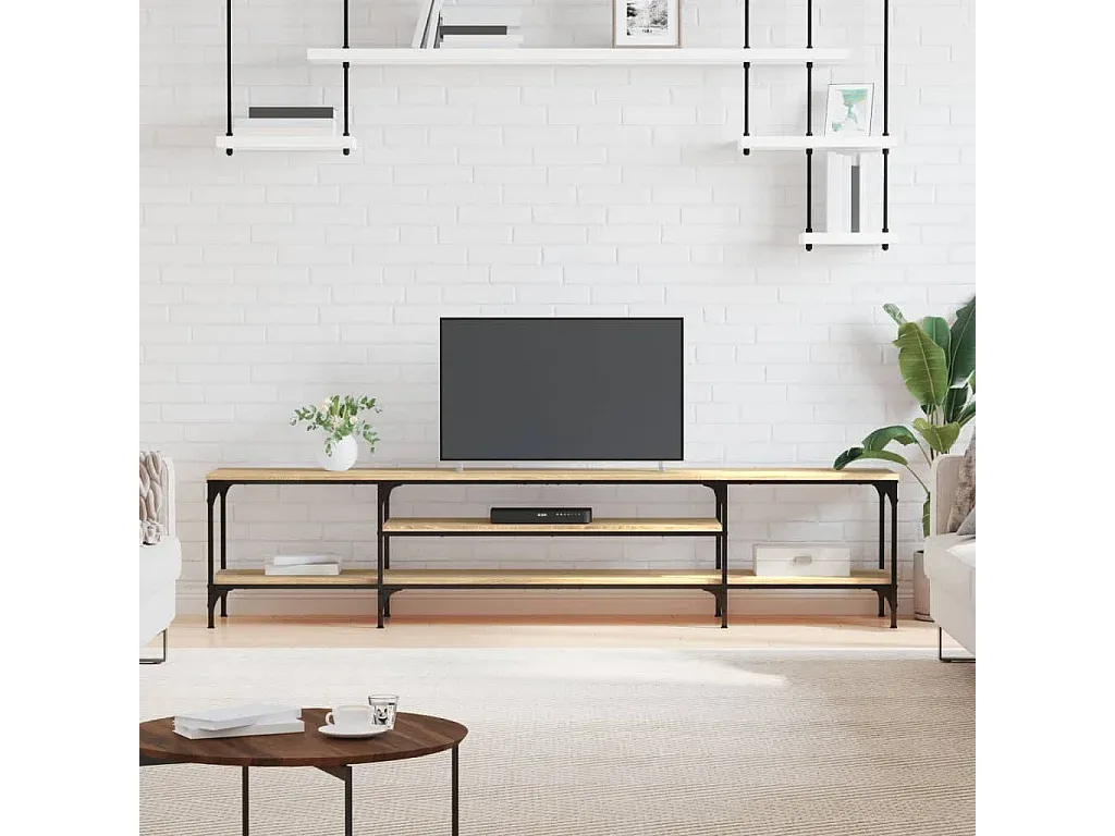 Moderner TV-Schrank aus Holzwerkstoff und Eisen, Sonoma Eiche-decororise