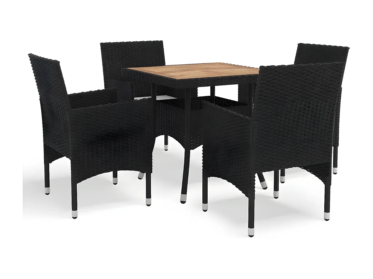 Moderner Garten-Essset aus Poly Rattan und Akazienholz-decororise