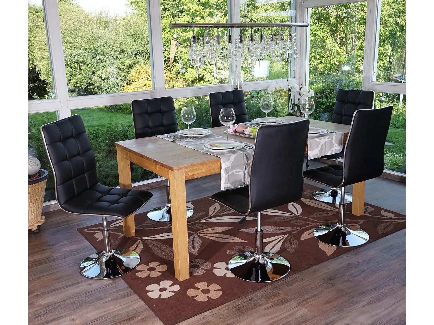 Moderner Esszimmerstuhl im 6er-Set, Schwarz-decororise