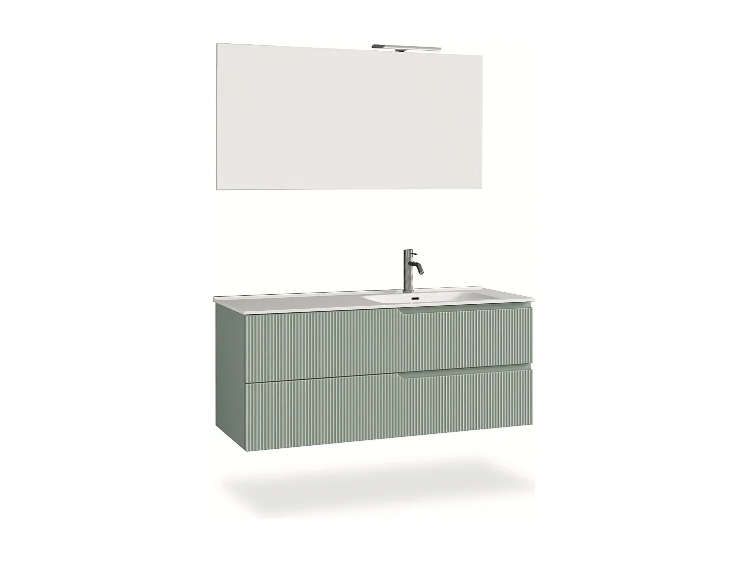Moderne Eckbadewanne in Salbeigrün, 4-teiliges Set-decororise