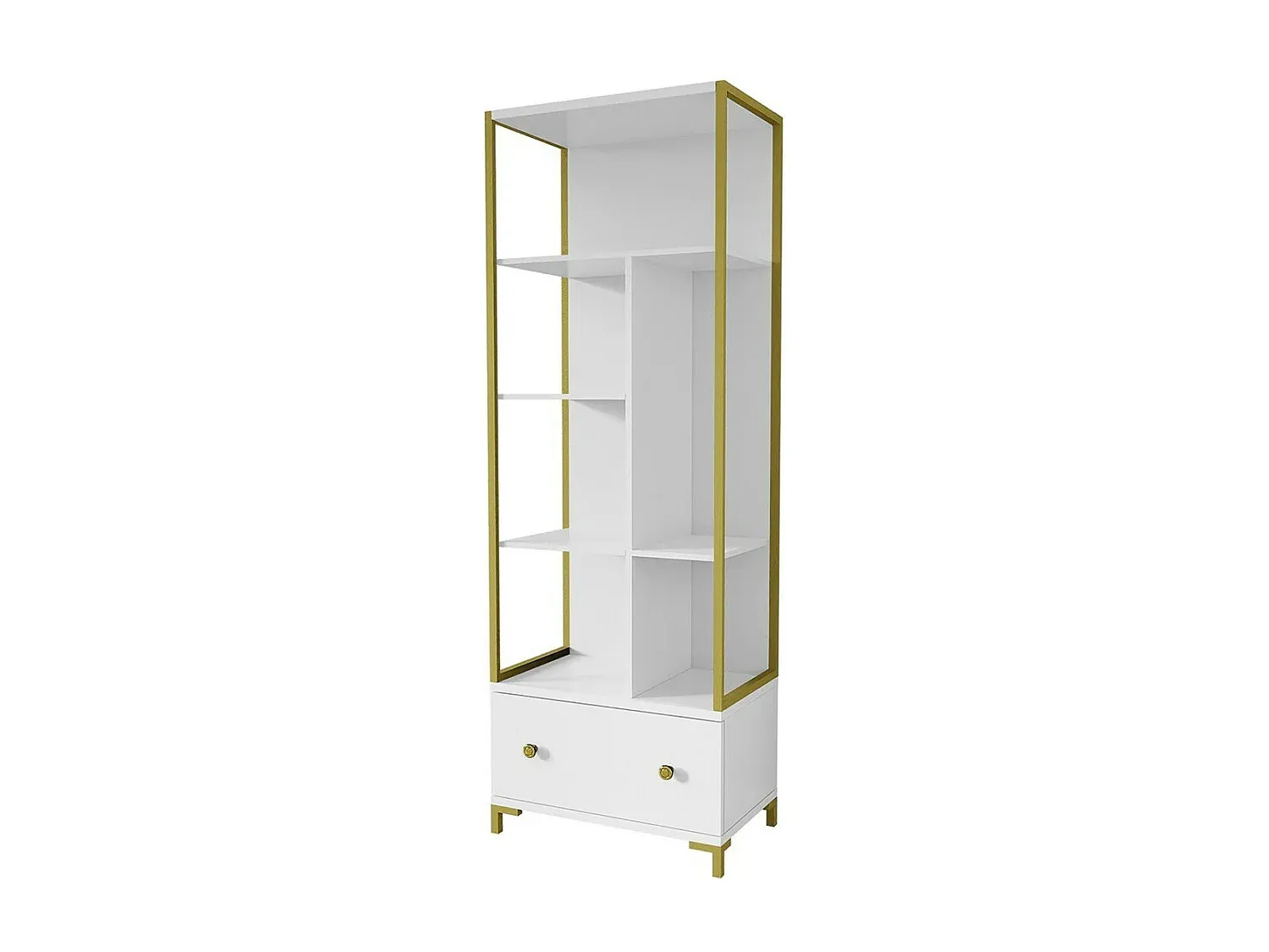 Stilvolle Büromöbel-Kombination in Weiß und Gold-decororise