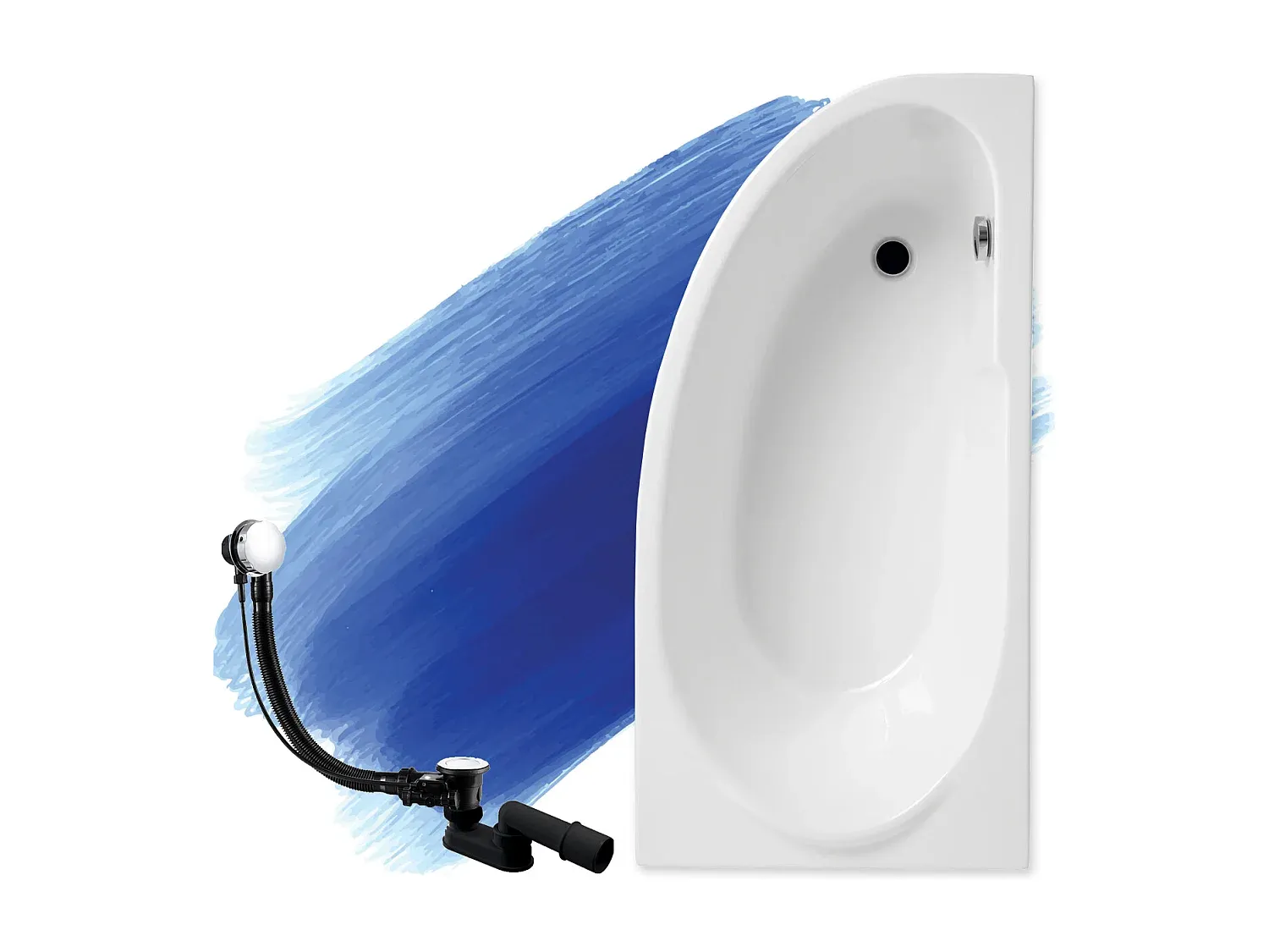 Eckbadewanne 140x70 mit kostenlosem Ablauf und Füßen-decororise
