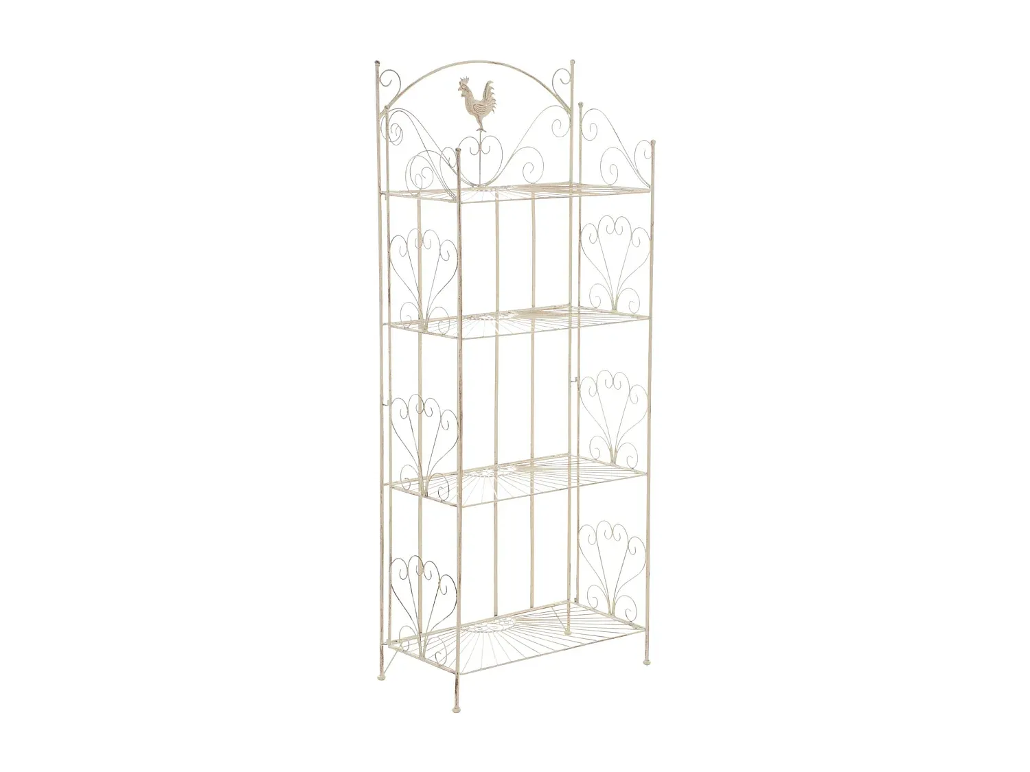 Metallregal mit antikem Finish, cremefarben, 61.5 x 33 x 153 cm-decororise