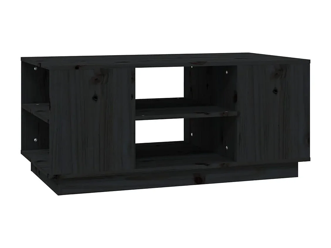 Schwarzer Beistelltisch aus Massivholz Kiefer 90x49x40,5 cm-decororise