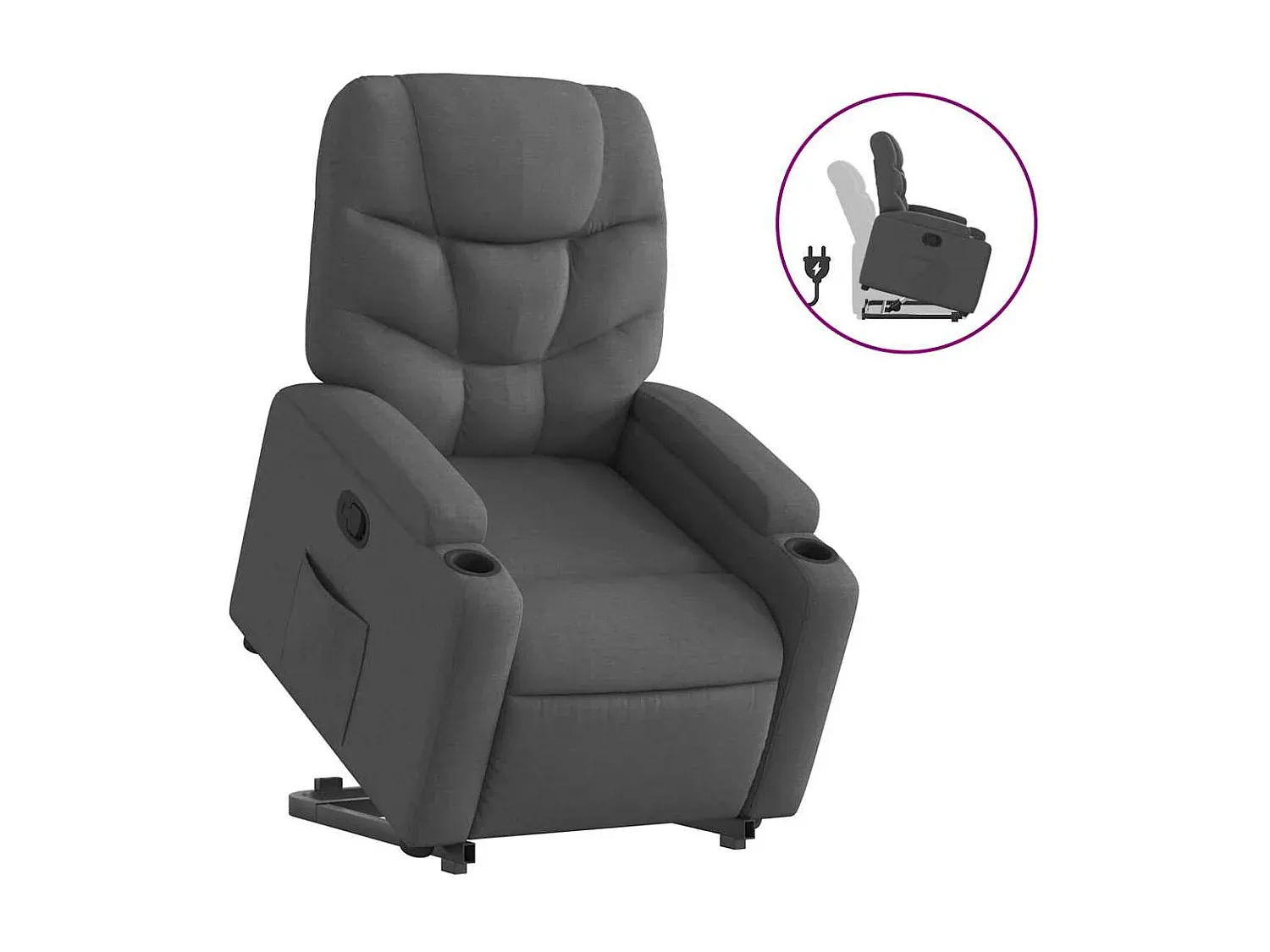 Bequemer Relaxsessel mit Aufstehhilfe, Dunkelgrauer Stoff-decororise