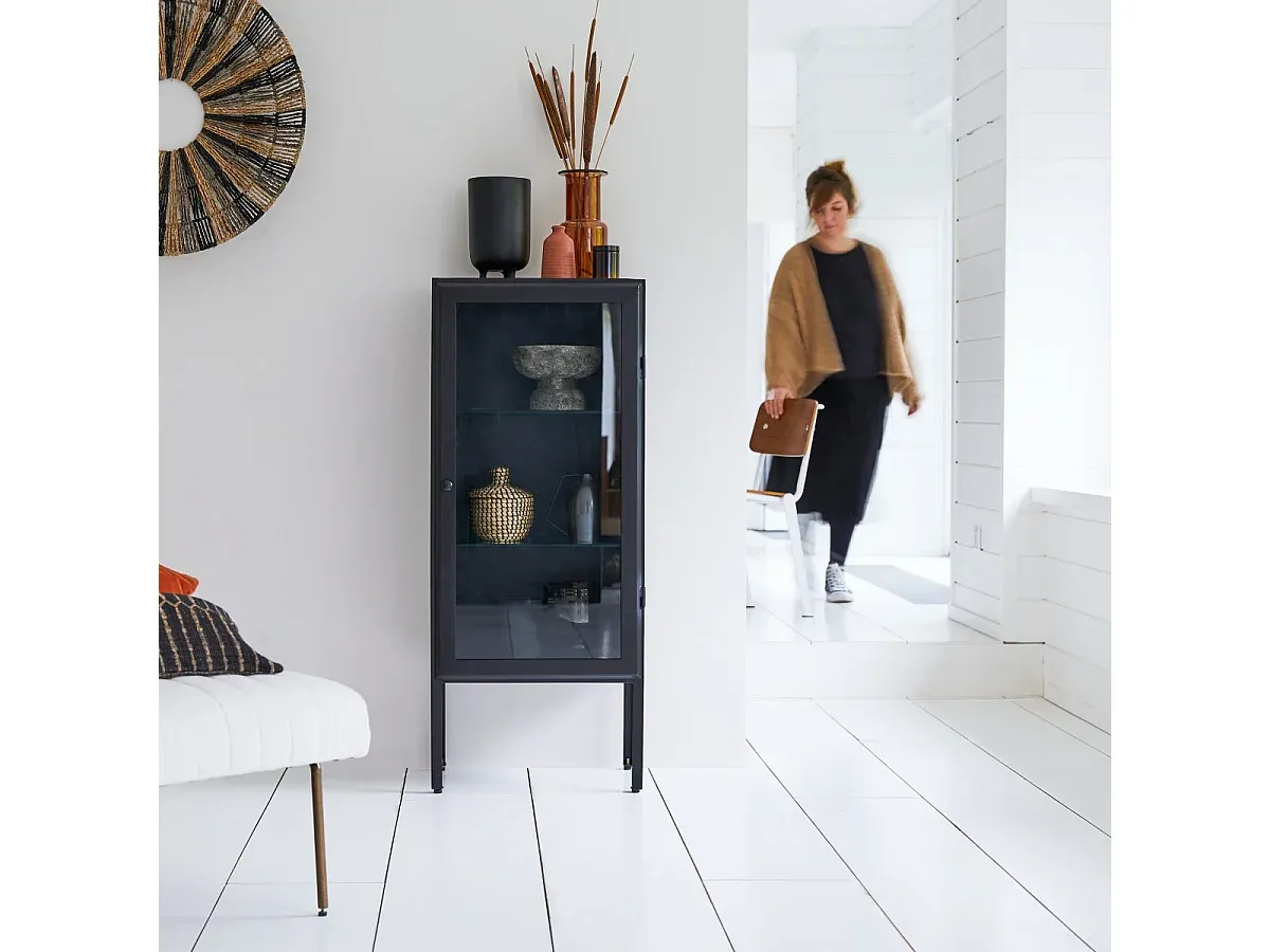 Hängeschrank mit Glasfront im Industrie-Design, 120 cm-decororise