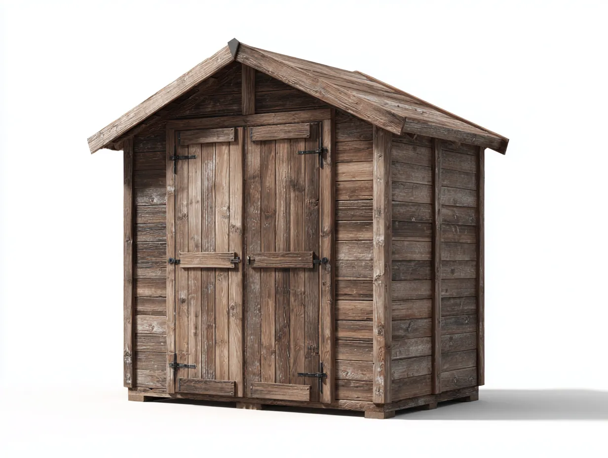 Abri de jardin bois avec double porte 220x160x200 cm - bois marron - style rustique adapté au jardin extérieur-Marahadecor