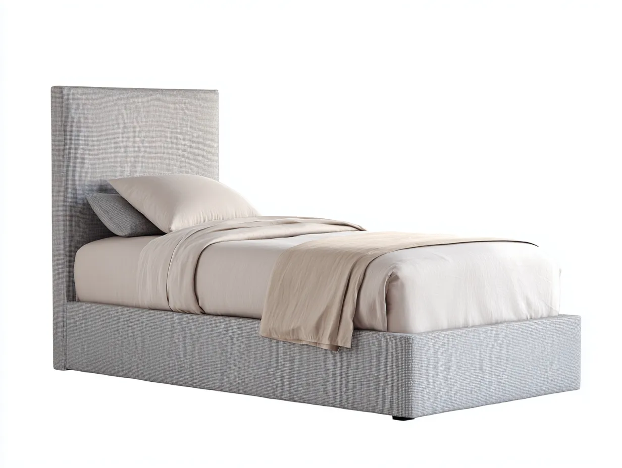 Lit simple tissu rembourré avec cadre bas 200x100x95 cm - gris clair - design moderne chambre-Marahadecor