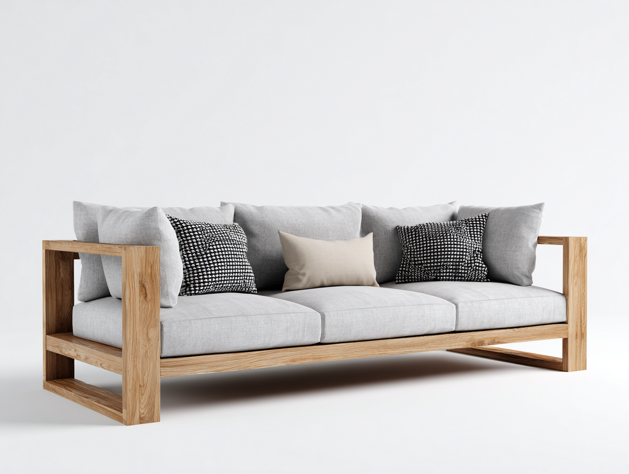 Canapé de jardin bois massif 200x75x80 cm - gris et bois naturel - extérieur terrasse style moderne-Marahadecor