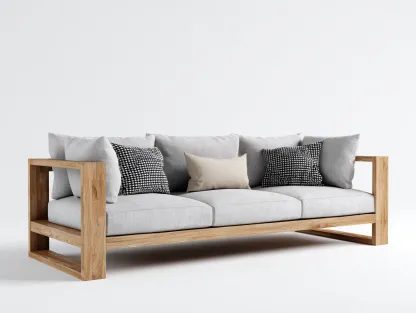 Canapé de jardin bois massif 200x75x80 cm - gris et bois naturel - extérieur terrasse style moderne-Marahadecor